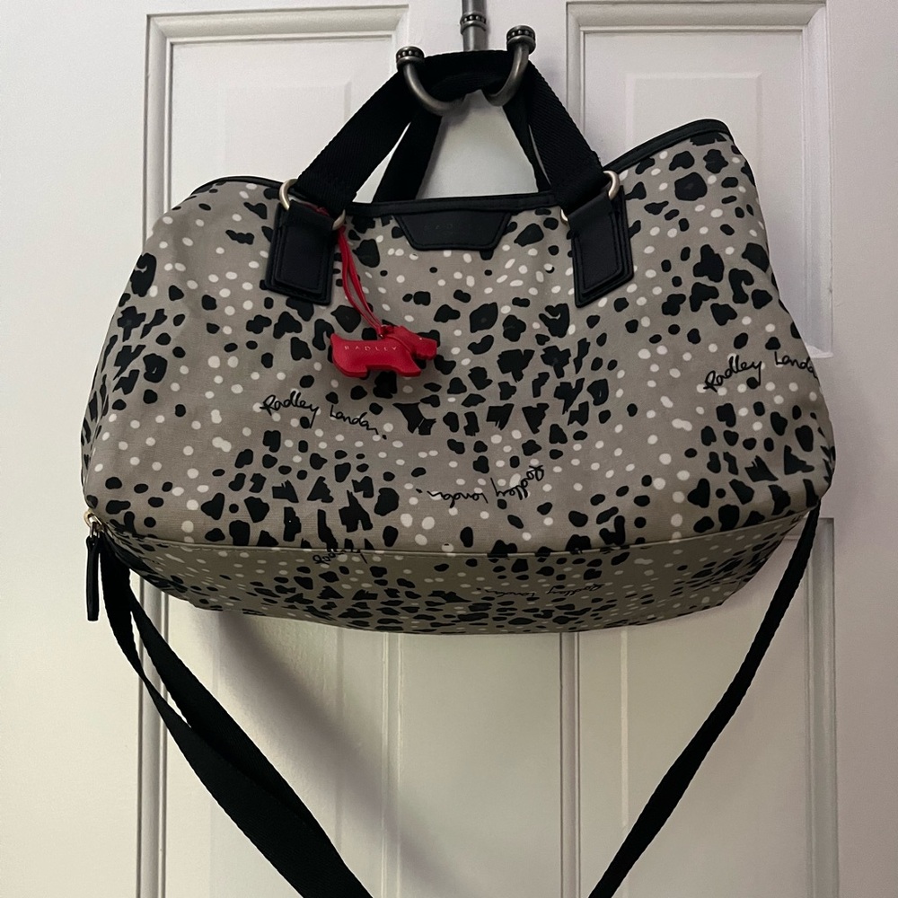 Radley London Handbag-Gray with Black & White Spots- Red Scottie Logo tag